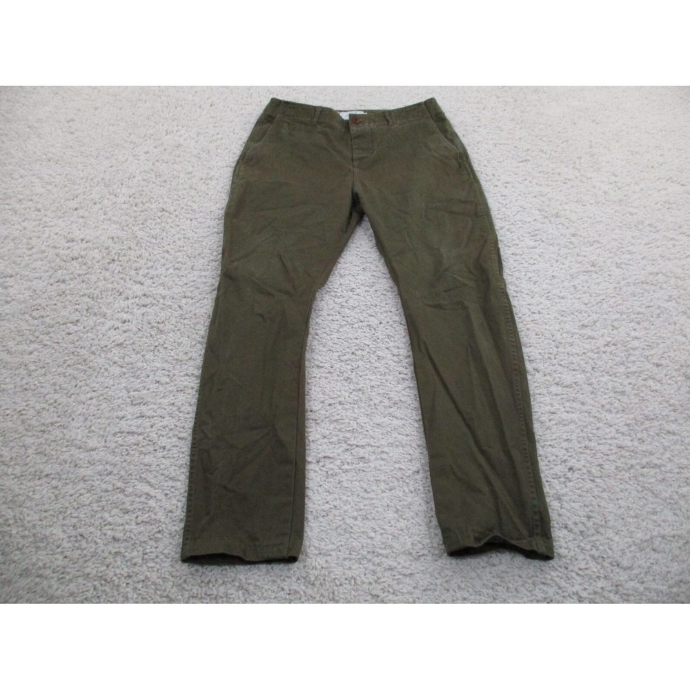 Wings + Horns Pants Mens 33 Green Brown Chino Button Fly Outdoor Casual Preppy A